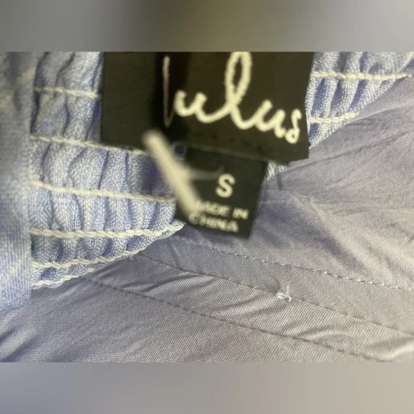 Lulus Shoreline Stripes Light Blue Striped Spaghetti strap Skater Dress NWT - Picture 5 of 6